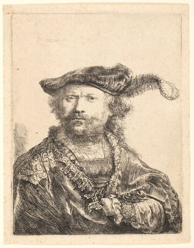 Autoportrait avec un Chapeau de Velours et une Plume - Rembrandt van Rijn