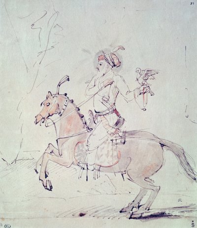 Shah Jehan avec un faucon à cheval - Rembrandt van Rijn