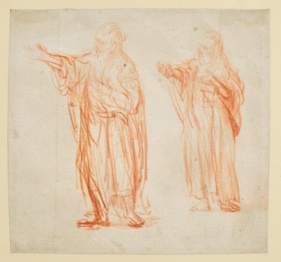 Feuille avec deux études pour "Saint Jean-Baptiste" - Rembrandt van Rijn