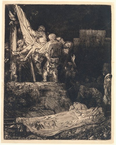 La descente de croix à la lumière des torches - Rembrandt van Rijn