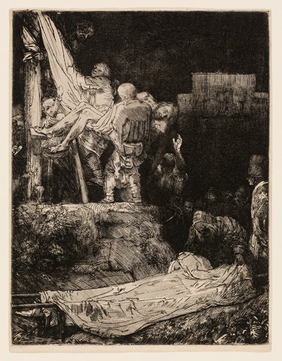 La Descente de Croix à la lumière des torches - Rembrandt van Rijn