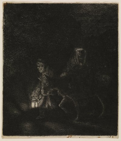 La fuite en Égypte (une pièce de nuit) - Rembrandt van Rijn