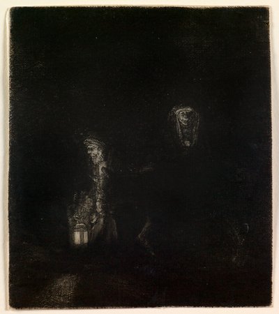 La fuite en Égypte (une pièce de nuit) - Rembrandt van Rijn