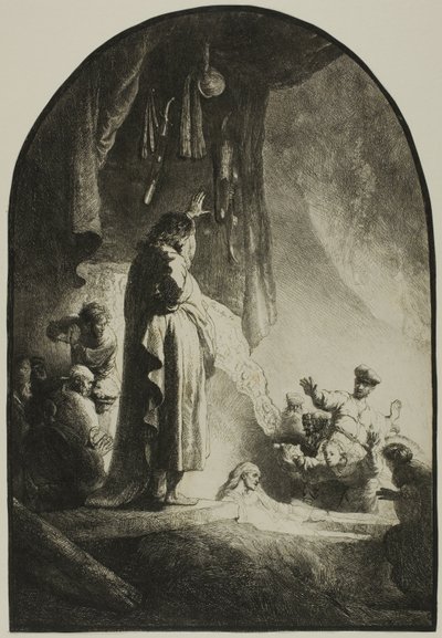 La résurrection de Lazare : La grande planche - Rembrandt van Rijn