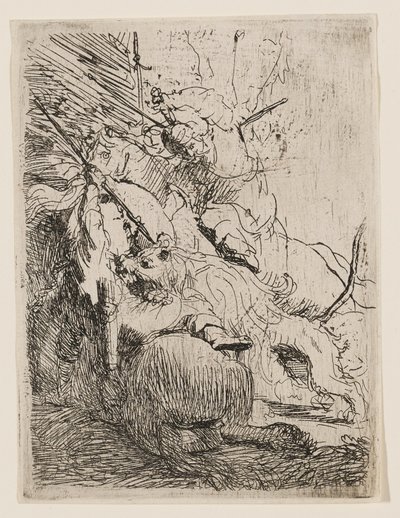 La chasse au petit lion (avec un lion) - Rembrandt van Rijn