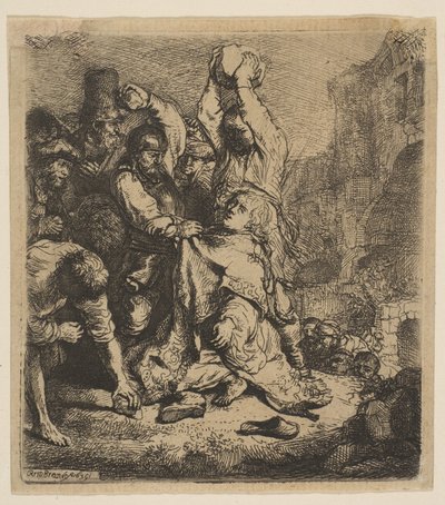 La Lapidation de Saint Étienne - Rembrandt van Rijn