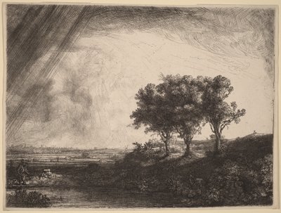 Les trois arbres - Rembrandt van Rijn
