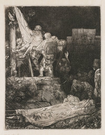 La descente de croix à la lumière des torches - Rembrandt van Rijn