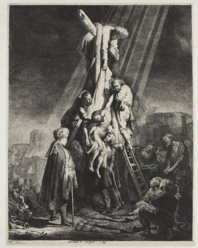 La descente de croix : deuxième plaque - Rembrandt van Rijn