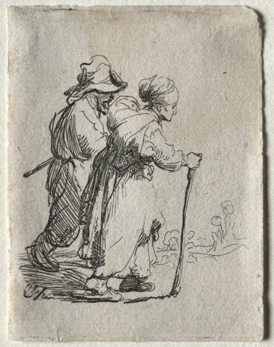 Deux vagabonds, un homme et une femme - Rembrandt van Rijn