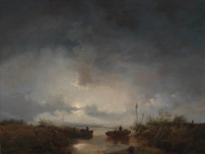Pêcheurs dans une nuit de lune - Remigius Adrianus Haanen