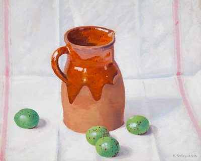 Cruche en céramique et figues vertes - René Fontayne
