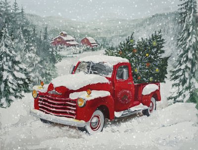Noël et le camion rouge enneigé - Renate Holzner