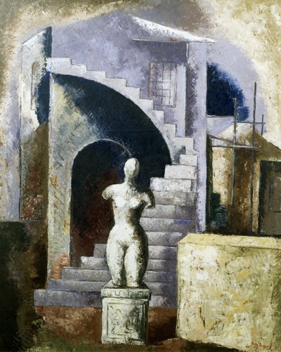 Statue et escalier - Renato Paresce