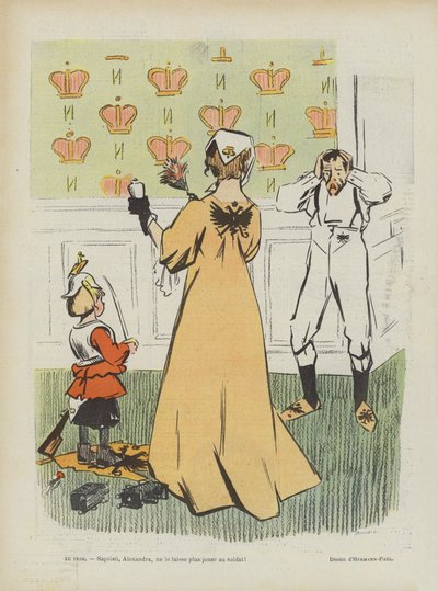 Satire sur la défaite de la Russie dans la guerre russo-japonaise. Illustration pour Le Rire - Rene George Hermann Paul