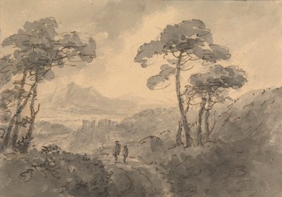 Paysage de montagne avec deux figures sur une route sinueuse - Rev. William Gilpin