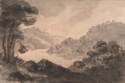 Paysage montagneux avec rivière, arbres et feuillage au premier plan - Rev. William Gilpin