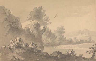 Paysage fluvial avec château au loin - Rev. William Gilpin