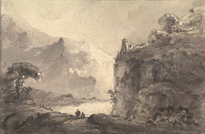 Paysage rocheux avec deux figures sur un chemin au centre - Rev. William Gilpin