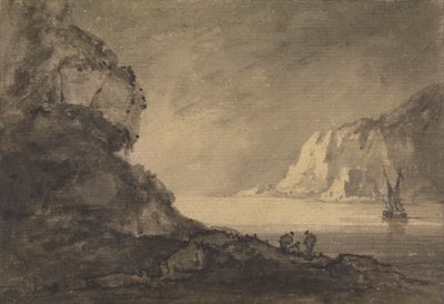 Scène de navigation avec trois figures sur le rivage - Rev. William Gilpin