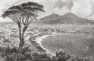 Naples et le mont Vésuve, Italie à la fin du XIXe siècle. De 
