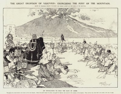 La grande éruption du Vésuve : exorciser la fureur de la montagne (gravure) - Riccardo Pellegrini