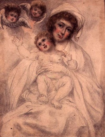 Mère et enfant avec des chérubins, vers 1790 - Richard (attr. to) Cosway