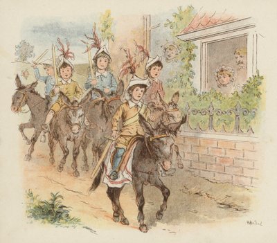 Enfants sur des ânes partant jouer à la guerre - Richard Andre