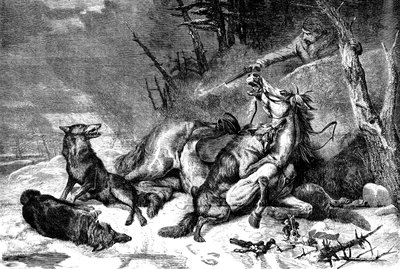 Voyageur à cheval attaqué par une meute de loups - Richard Ansdell