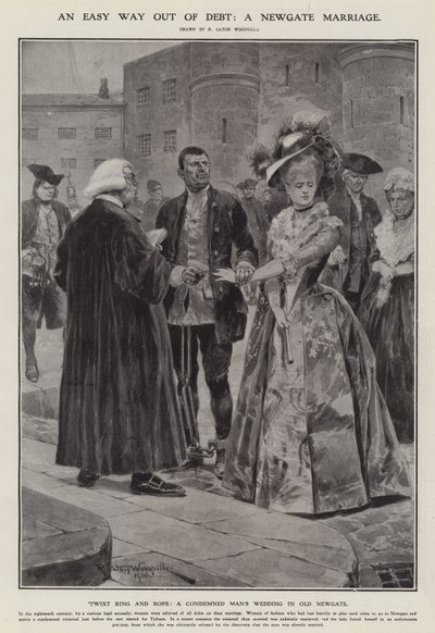 Une solution facile pour sortir de la dette : un mariage à Newgate (litho) - Richard Caton II (after) Woodville