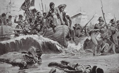 Les troupes britanniques forcent un débarquement à la baie d