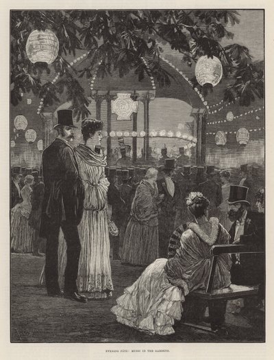 Fête du soir au profit des hôpitaux de Londres - Musique dans les jardins - Richard Caton Woodville