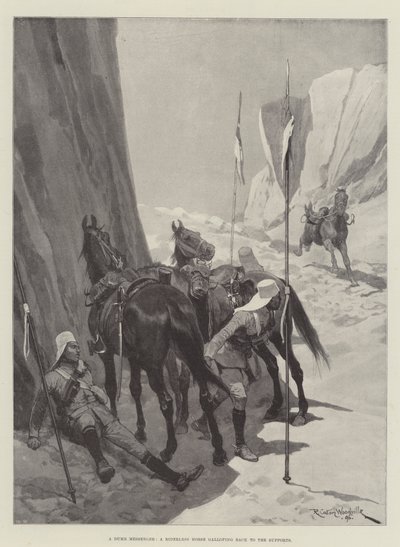 Un messager muet, un cheval sans cavalier galopant vers les soutiens - Richard Caton Woodville junior