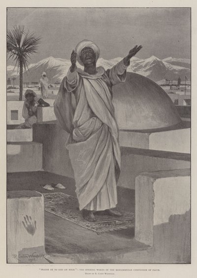Louange à Dieu au plus haut, les premiers mots de la confession de foi musulmane - Richard Caton Woodville junior