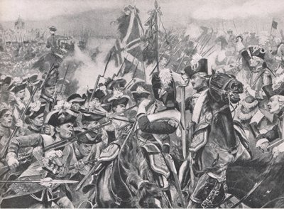 La bataille de Minden, 1er août 1759, illustration de British Battles on Land and Sea, 1915 - Richard Caton Woodville junior