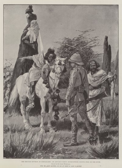 Le Revers britannique en Somalie, une avant-garde interviewant des espions indigènes dans la brousse - Richard Caton Woodville junior