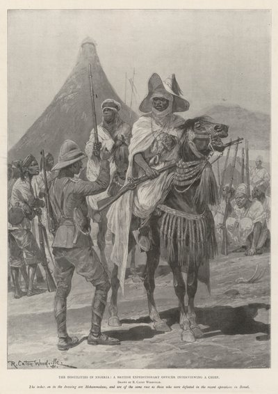 Les hostilités au Nigeria, un officier expéditionnaire britannique interviewant un chef - Richard Caton Woodville junior