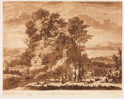 Liber Veritatis : No. 138, Une vue de la mer, avec le Christ prêchant sur la montagne..., 1776 - Richard Earlom