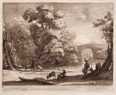Liber Veritatis: No. 39, Un Paysage avec Berger Jouant de la Cornemuse et Chèvres Pâturant - Richard Earlom