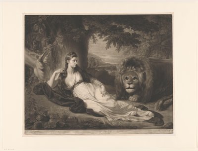 Portrait de Mary Lawrence avec un lion dans un paysage - Richard Earlom
