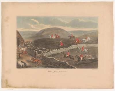 Paysage avec des chiens et des chasseurs à cheval courant à travers les champs - Richard Gilson Reeve