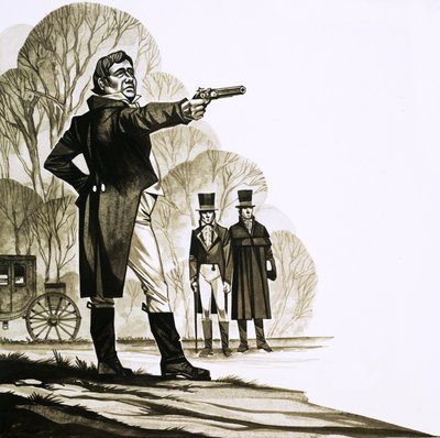 Un gentleman géorgien se battant en duel avec un pistolet - Richard Hook