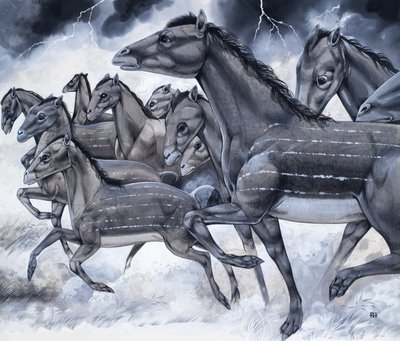 Chevaux en miniature, tirés de "Beasts from Long Ago" (Bêtes d