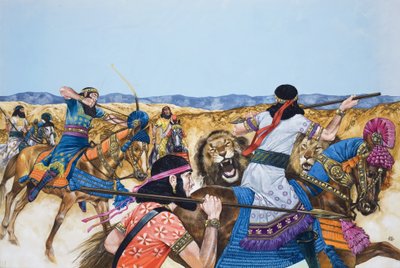 Guerriers (gouache sur papier) - Richard Hook