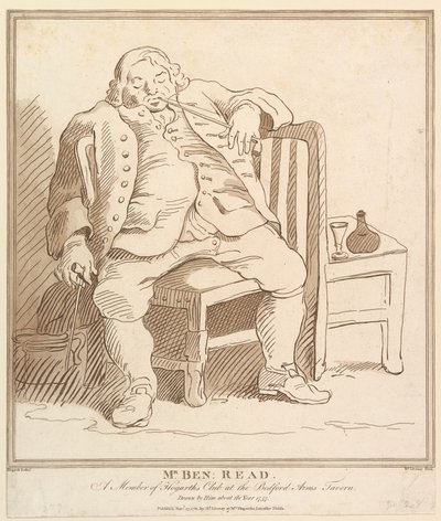 M. Ben: Read, membre du club de Hogarth à la taverne Bedford Arms, dessiné par..., 27 novembre 1781 - Richard Livesay