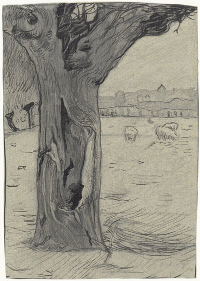Saule têtard dans un paysage de prairie - Richard Nicolaüs Roland Holst