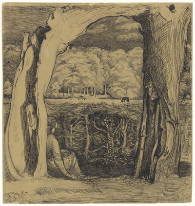 Paysage avec une femme assise entre deux saules - Richard Nicolaüs Roland Holst