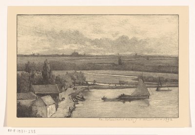 Paysage avec voiliers sur l