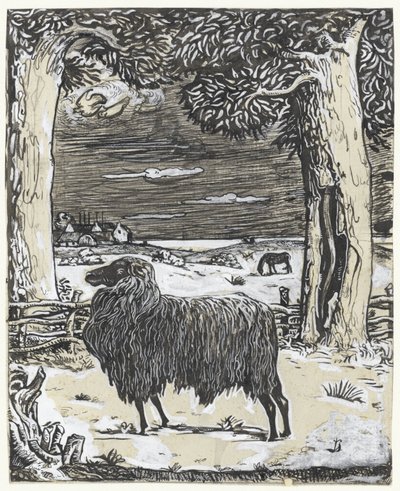 Mouton dans un paysage avec deux arbres - Richard Nicolaüs Roland Holst