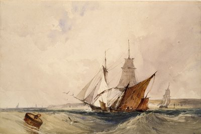 Navires au large de la côte du Kent, vers 1820 - Richard Parkes Bonington
